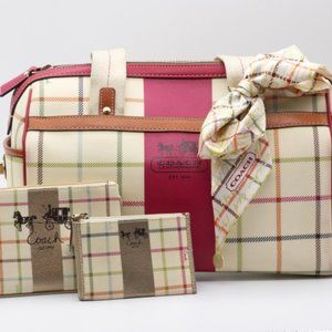 Coach Heritage Stripe Tattersall Satchel 122222